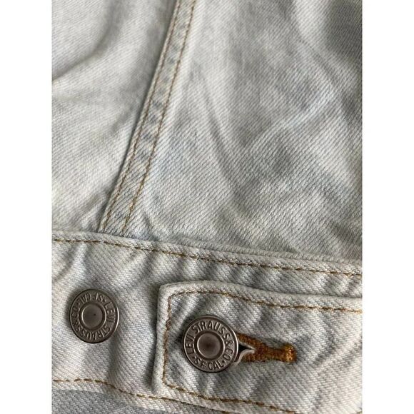 Levi’s Women’s 29944153 Embroidered Ex Boyfriend Jean Denim Trucker Jacket Sz S - Picture 5 of 11